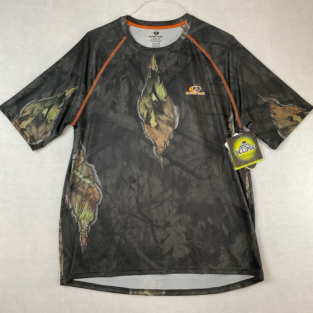 Mossy Oak Eclipse Shirt Mens L Camouflage No Fly Zone Short Sleeve Hunting NEW